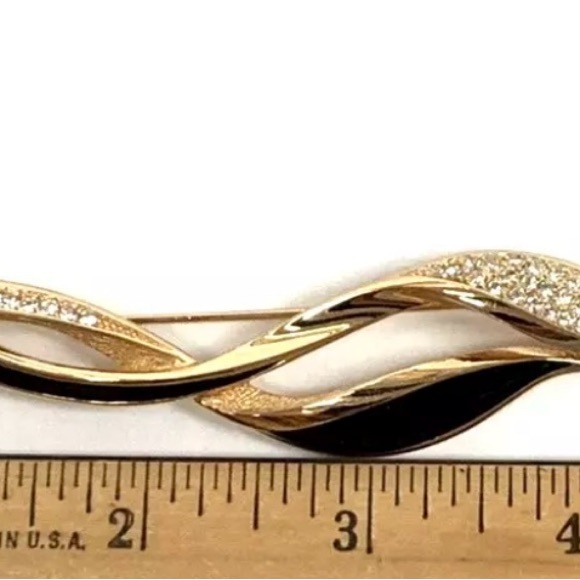 Vintage Christian Dior Pave
Swarovski Black Enamel
Double Wave Abstract Brooch - Picture 7 of 11
